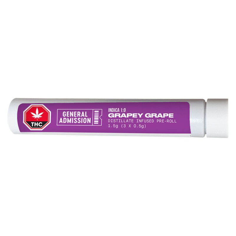 Grapey Grape Distillate Infused Pre-Rolls 3 Pack <br>Indica <br>36.9%