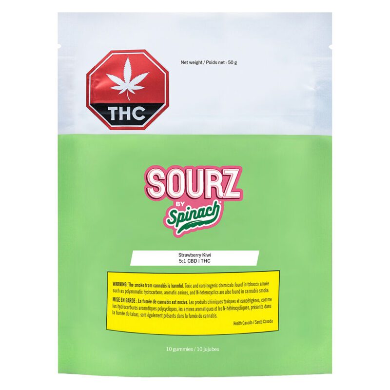 SOURZ Strawberry Kiwi 5:1 CBD+THC Gummies <br>10 Pack <br>10mg THC | 50mg CBD