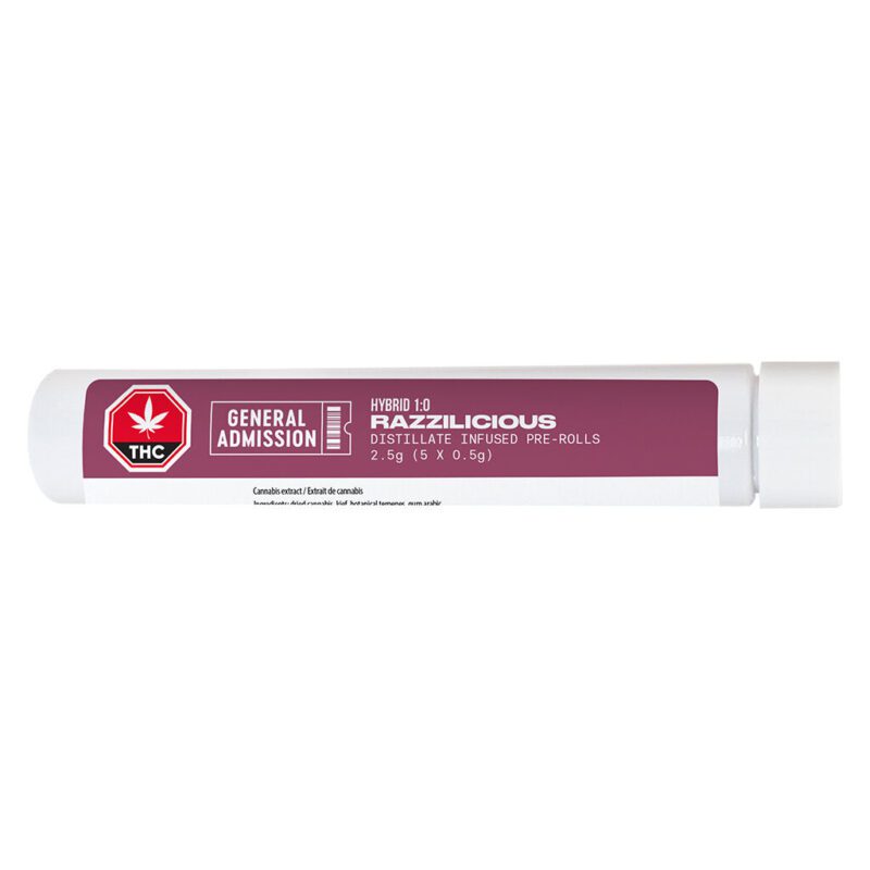 Razzilicious Distillate Infused Pre-Rolls 5 Pack <br>Hybrid <br>35.33% | 2.65% Terps