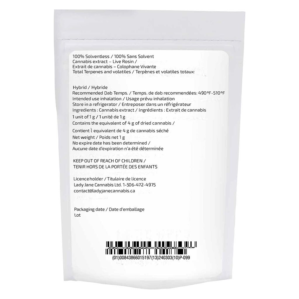 Sauce Rosin Labs Signature Live Rosin Juicy Drip 73µ-159µ 1g Montrose Cannabis