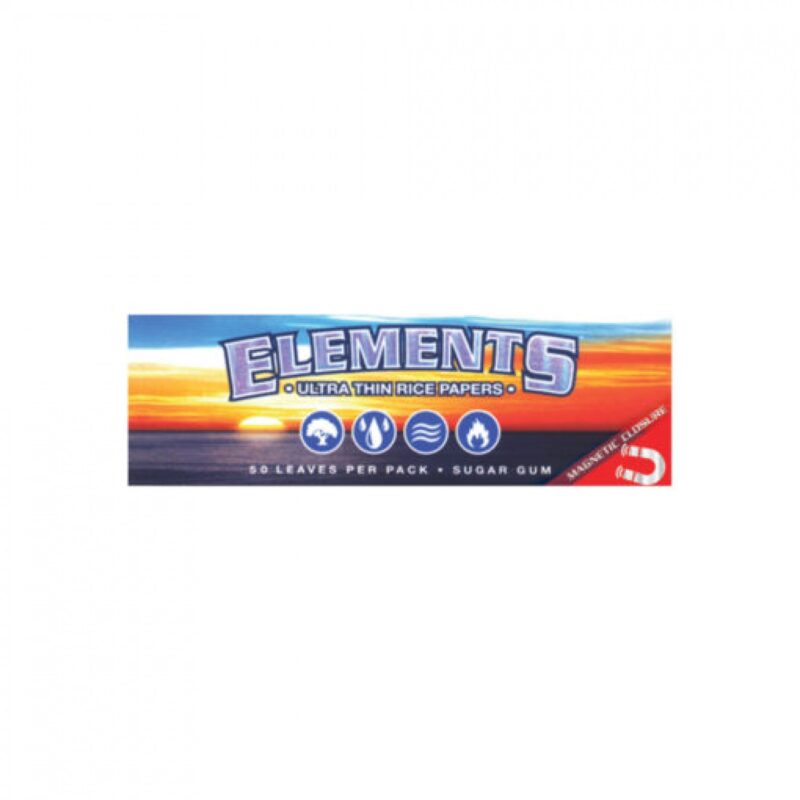Elements Ultimate Thin Rice Rolling Papers with Magnet Enclosure <br> 1 1/4 size