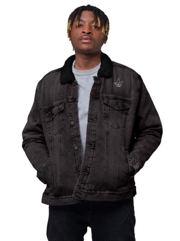 Black Denim Sherpa Jacket