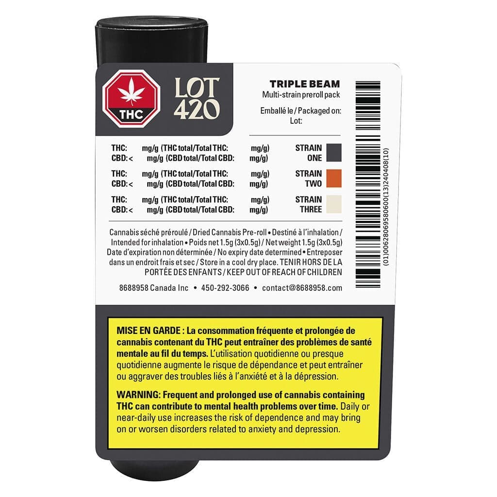 Triple Beam Pre-Rolls 3 Pack <br>Hybrid <br>G 32.9% | G3 27.6% | L 24.3% - Image 3