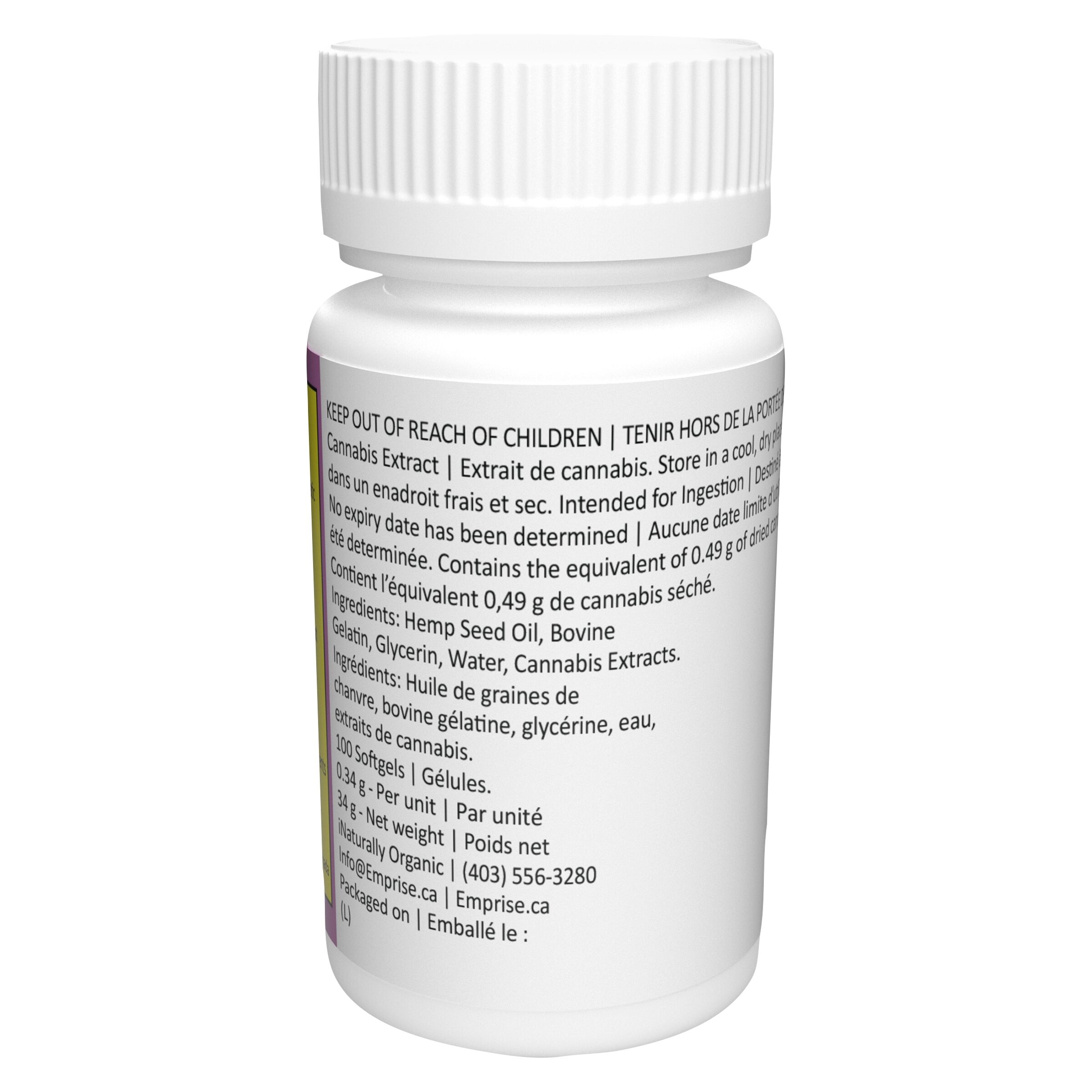 1000 THC + 1000 CBD Softgels  <br>100 caps <br>THC 10mg | CBD 10mg - Image 3