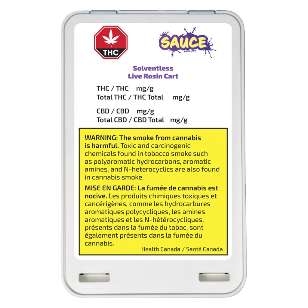 Sauce Rosin Labs Solventless Live Rosin Cart 0.5g 510 Montrose Cannabis