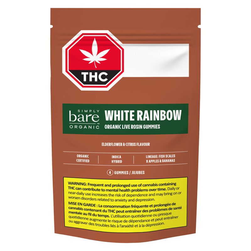 White Rainbow Organic Live Rosin Gummies 4 Pack <br>Indica <br>10mg