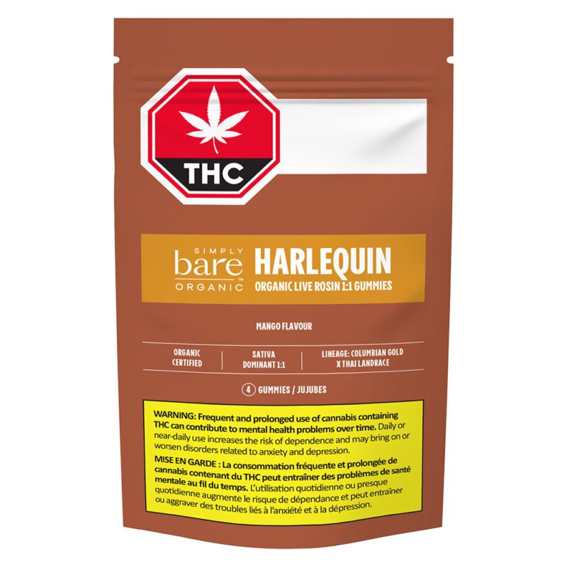 Harlequin Organic Live Rosin 1:1 THC:CBD Gummies 4 Pack <br>CBD <br>THC 10mg | CBD 10mg