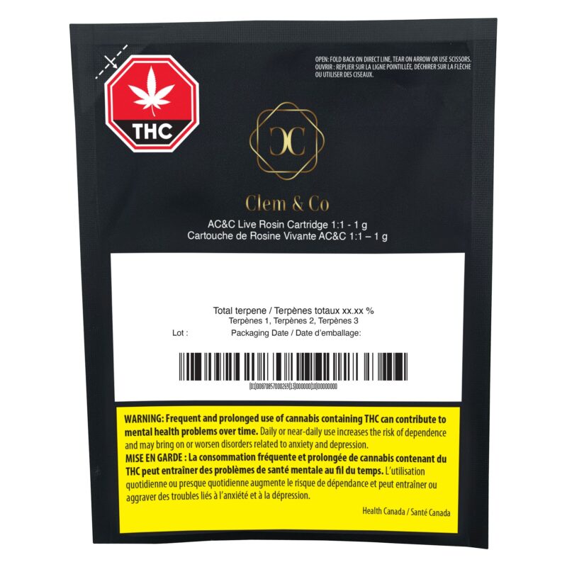 AC&C Live Rosin 1:1 510 1g <br>Hybrid <br>THC 28% | CBD 43% <br>10.3% Terps