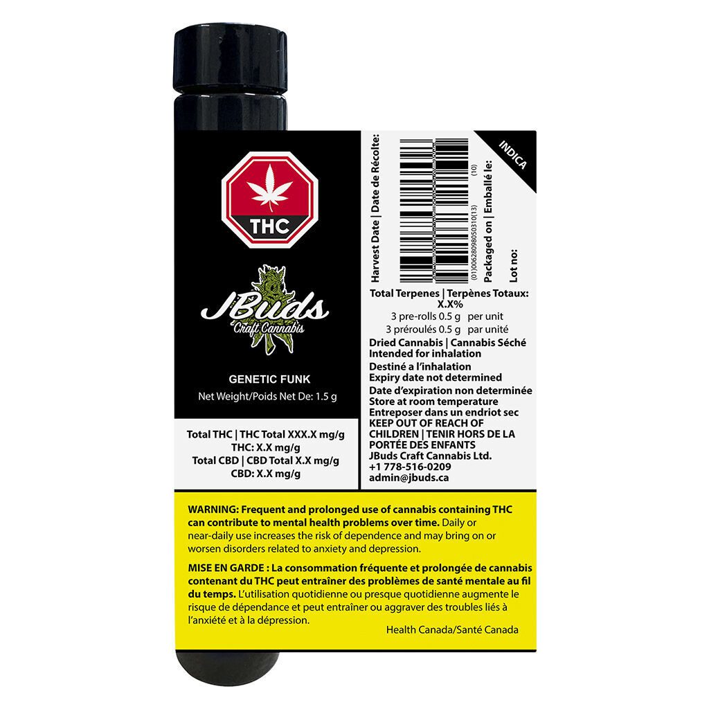 JB Craft Genetic Funk 3x0.5g Pre-Rolls Montrose Cannabis