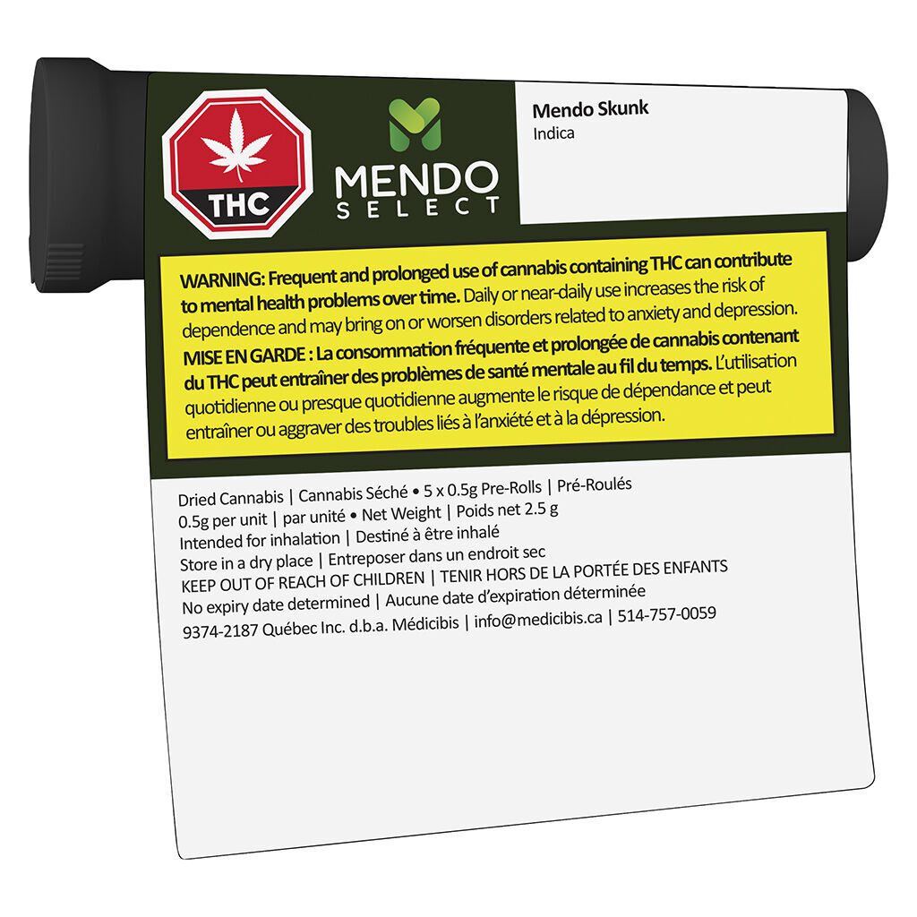 Mendo Skunk Pre-Rolls 5 Pack <br>Indica <br>30% - Image 3