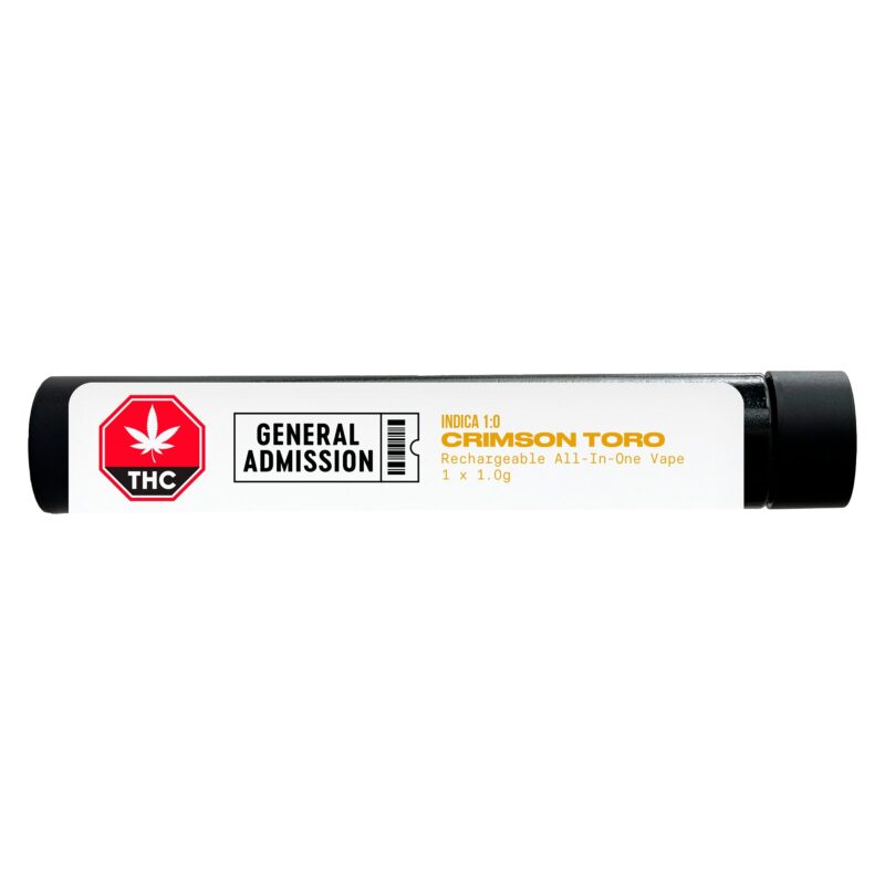 Crimson Toro All-In-One Reachargeable Vape 1g <br>Indica <br>93% - Image 2