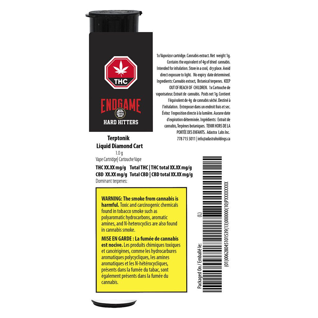 Endgame Hard Hitters Terptonik Liquid Diamond 510 1g Montrose Cannabis