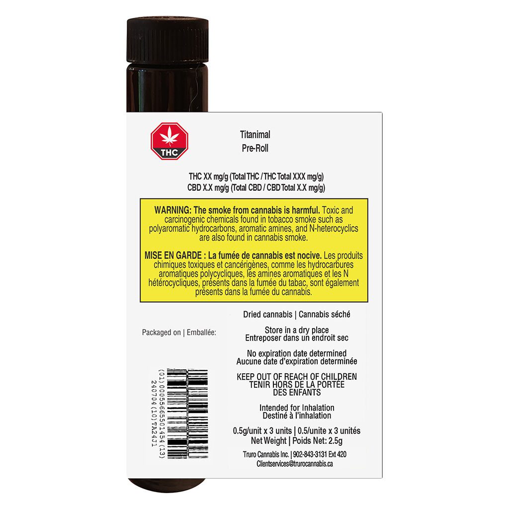 Titanimal Pre-Rolls 3 Pack <br>Indica <br>26.9% - Image 3