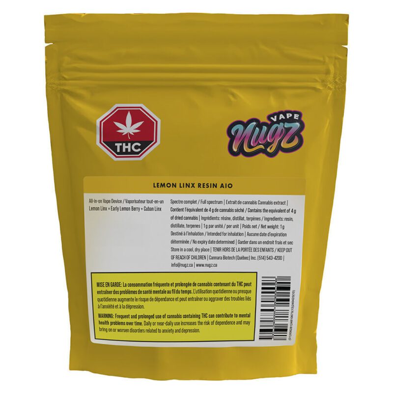 Lemon Linx Resin AIO Disposable 1g <br>Sativa <br>83.1% | 6.70% Terps - Image 2