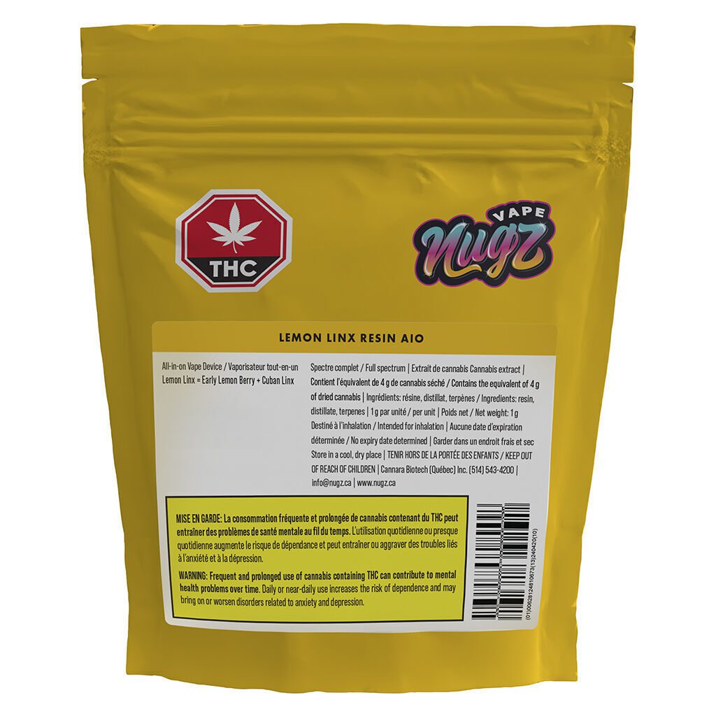 Lemon Linx Resin AIO Disposable 1g <br>Sativa <br>83.7% | 6.50% Terps - Image 2