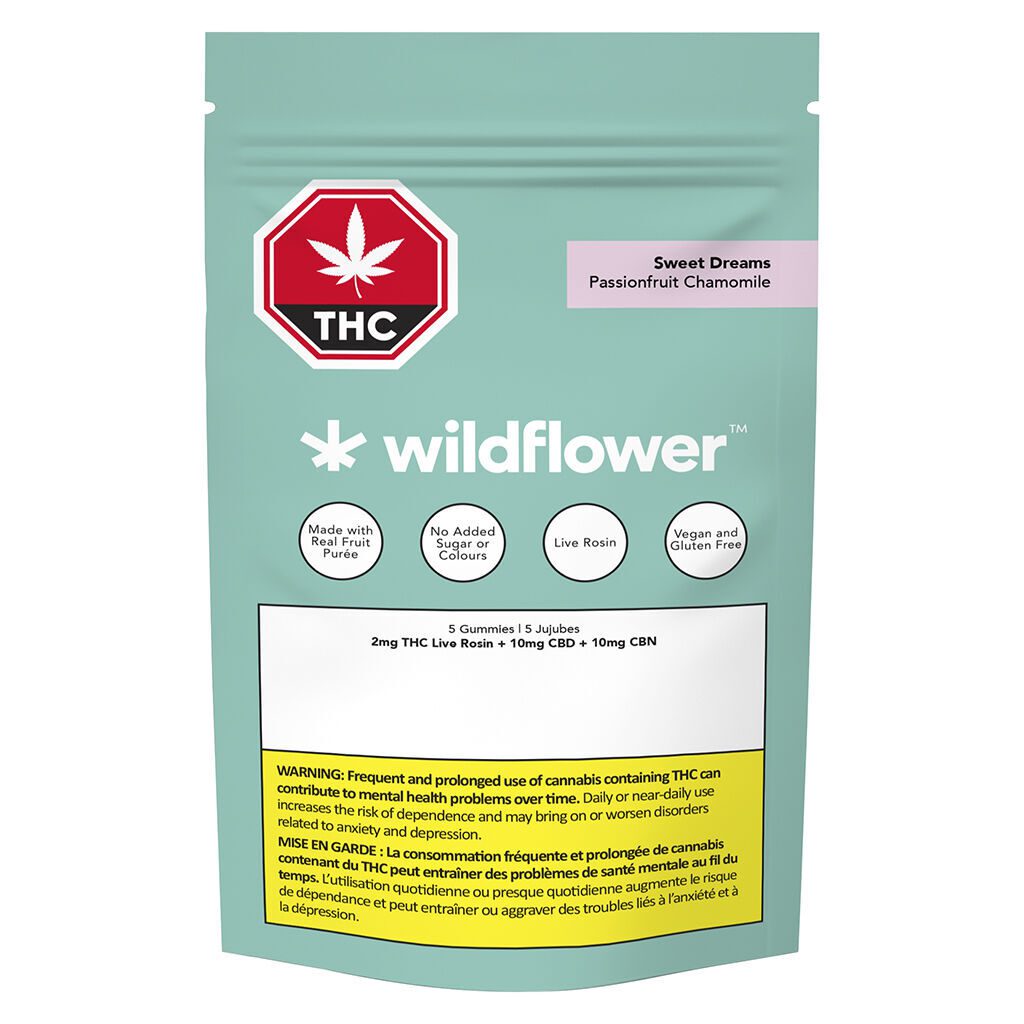 Sweet Dreams Passionfruit Chamomile 2:10:10 5 Pack <br>CBD <br>THC 2mg | CBD 10mg | CBN 10mg - Image 2