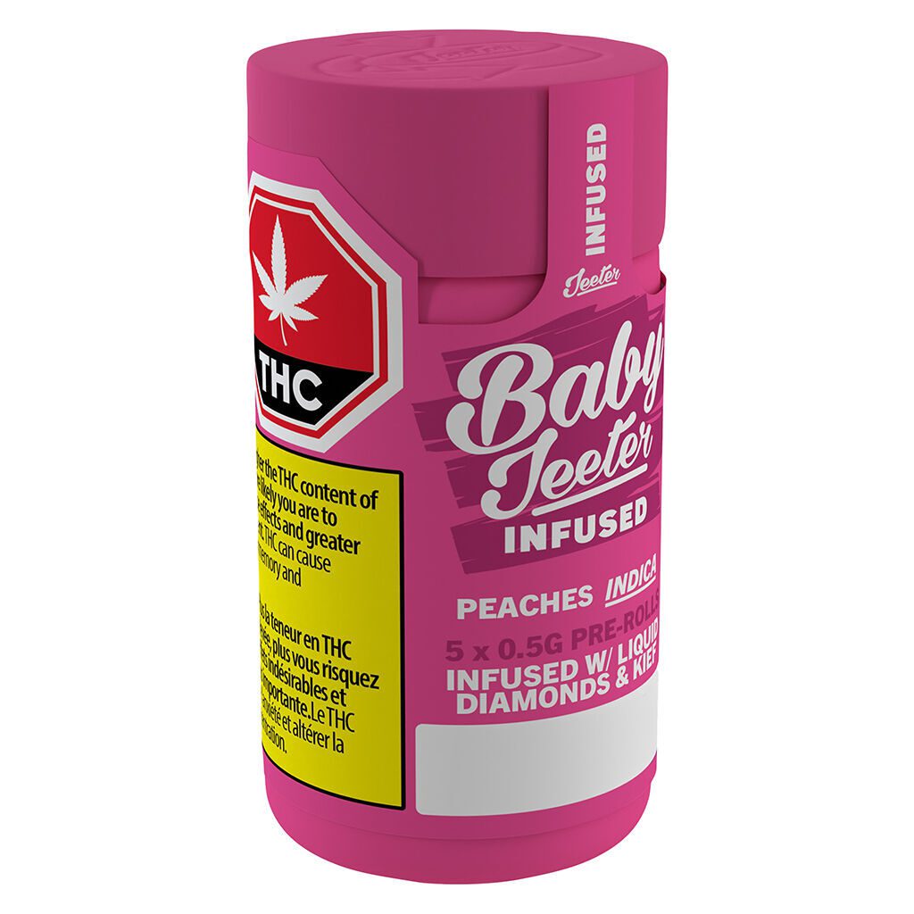 Baby Jeeter Peaches Infused Pre-Rolls 5 Pack <br>Indica <br>38.1% - Image 2