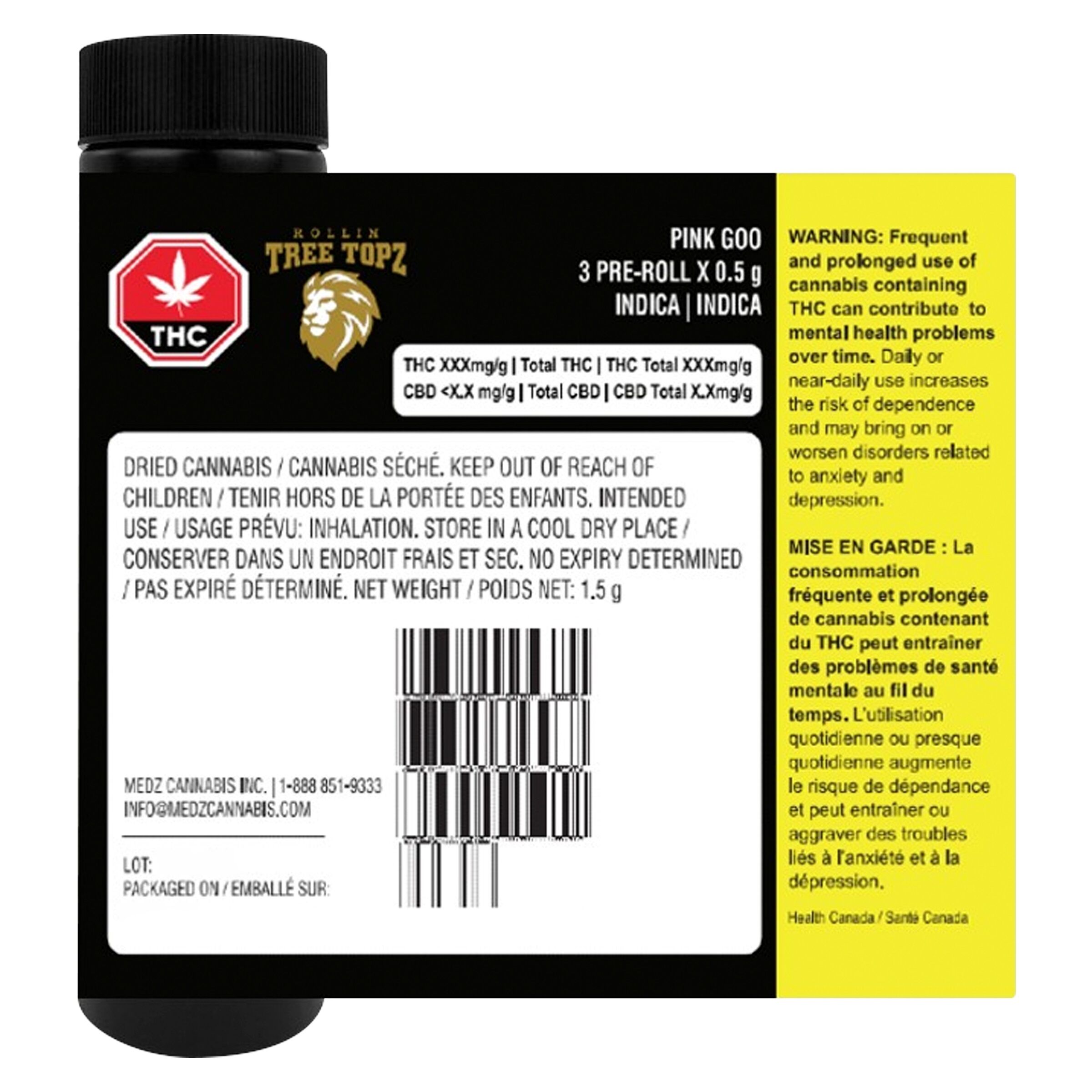 Pink Goo Pre-Rolls 3 Pack <br>Indica <br>22.8% - Image 3