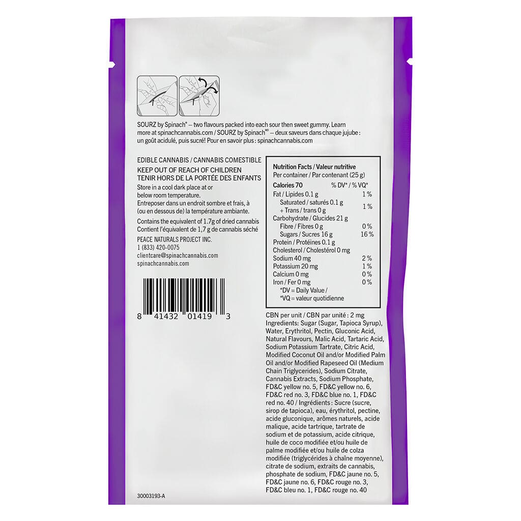 SOURZ Peach Passionfruit 1:1:1 CBN CBD THC Soft Chews 5 Pack - Image 3