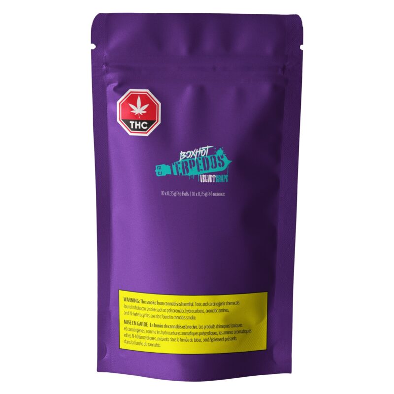 Terpedos Velvet Grape Pre-Rolls 10 Pack <br>Indica <br>22.3% - Image 2