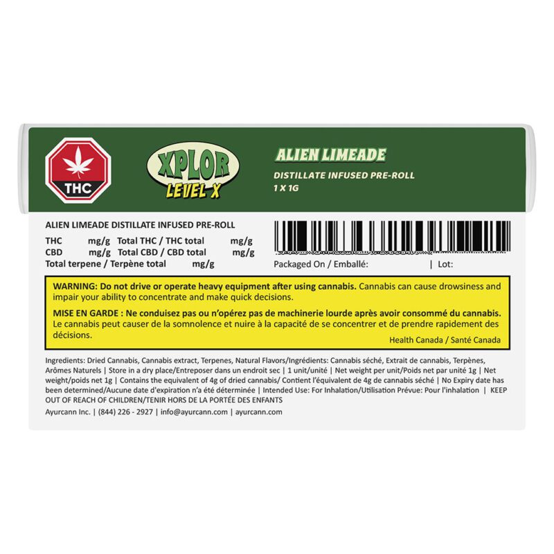 Alien Limeade Distillate Infused Pre-Roll - Single <br>Indica <br>41.8% - Image 3