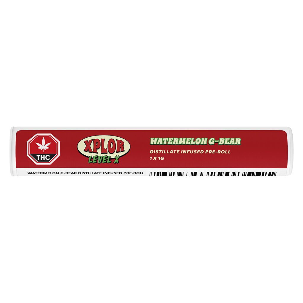 Watermelon G-Bear Distillate Infused Pre-Roll - Single <br>Indica <br>44% - Image 2
