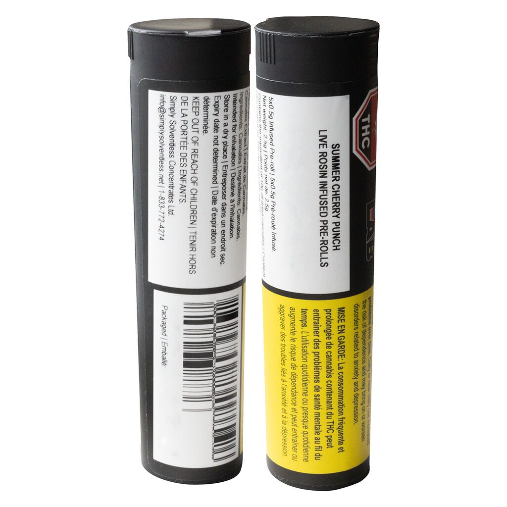 Summer Cherry Punch Live Rosin Infused Pre-Rolls 5 Pack <br>Indica <br>38.0% | 4.10% Terps - Image 3