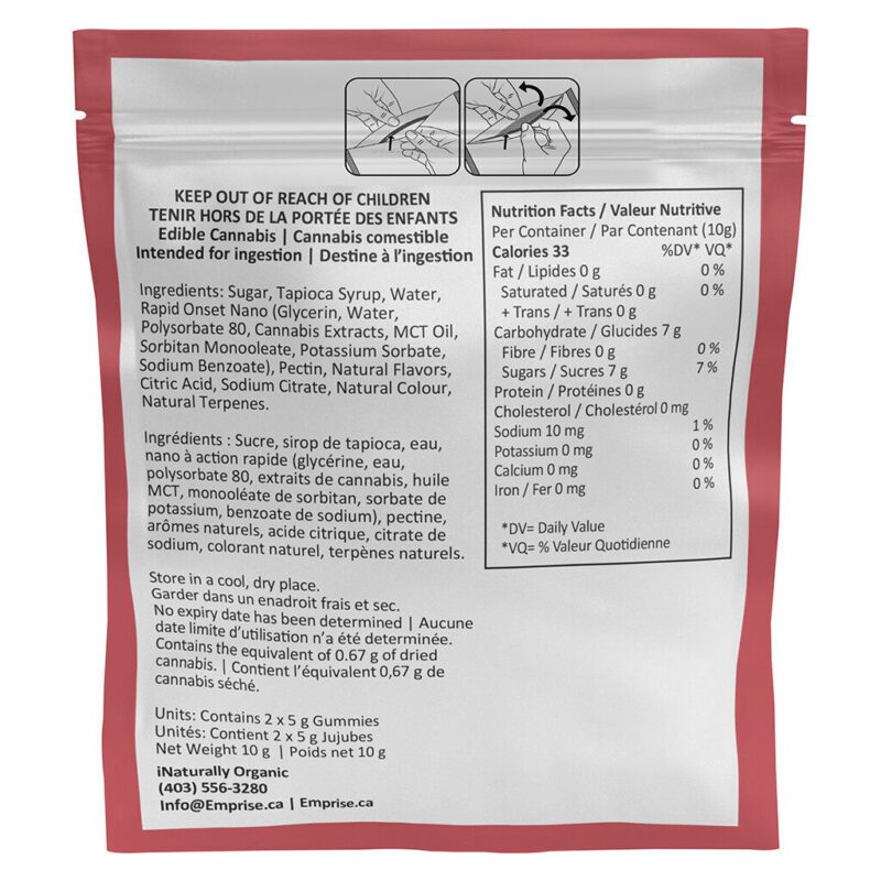 Sour Raspberry 25 Multicannabinoid Soft Chews <br>2 Pack <br>THC 2.5mg | CBN 2.5mg <br>CBG 2.5mg |CBC 2.5mg | CBD 2.5mg - Image 3