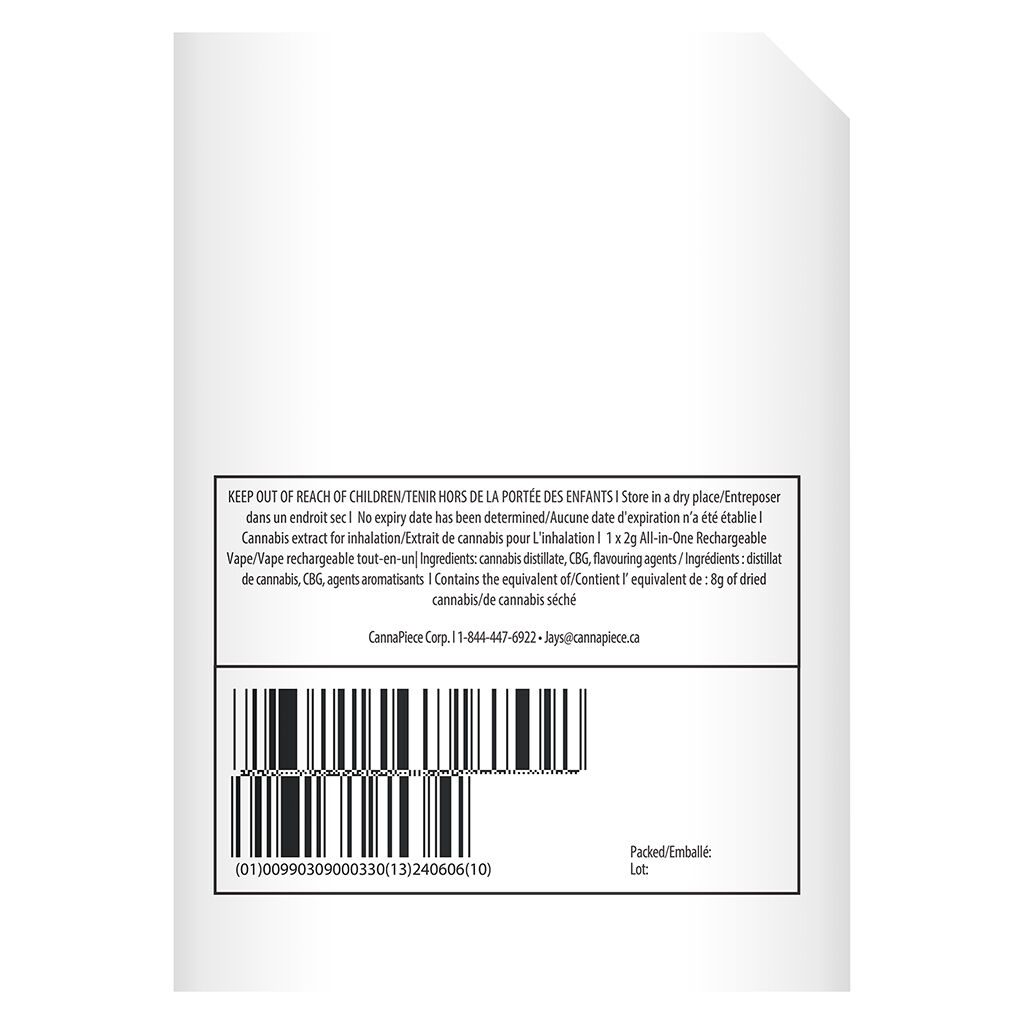 All Day Long 800+ Puffs THC + CBG AIO Disposable 2g <br>Sativa <br>THC 50% | CBG 25% | CBD 20% - Image 3