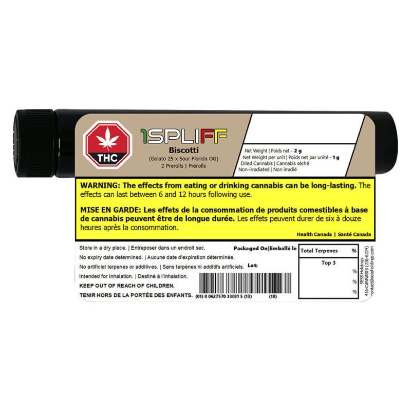 1Spliff Biscotti Pre-Rolls 2x1g Montrose Cannabis