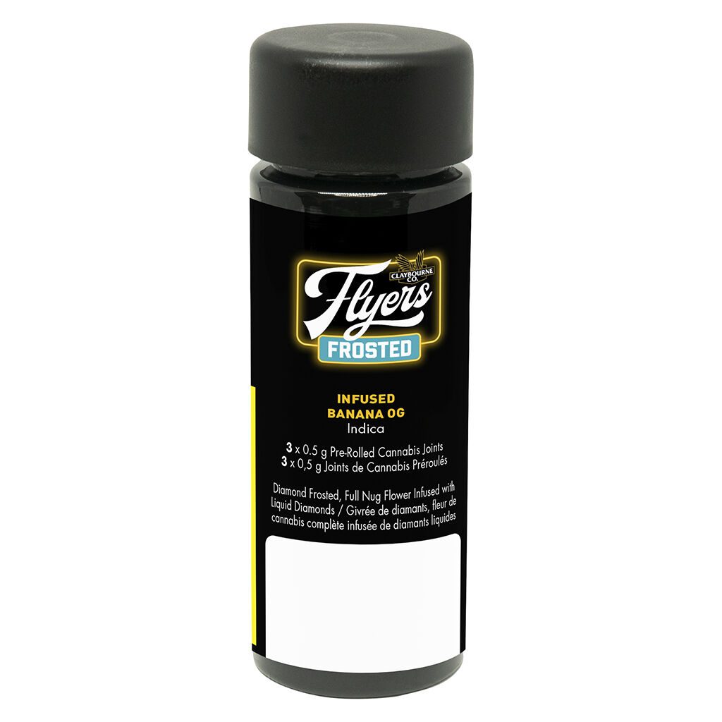 Flyers Frosted Infused Banana OG Pre-Rolls 3 Pack <br>Indica <br>42.10% - Image 2