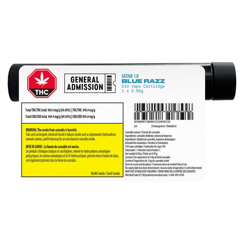 General Admission Blue Razz Sativa 1g 510 Montrose Cannabis