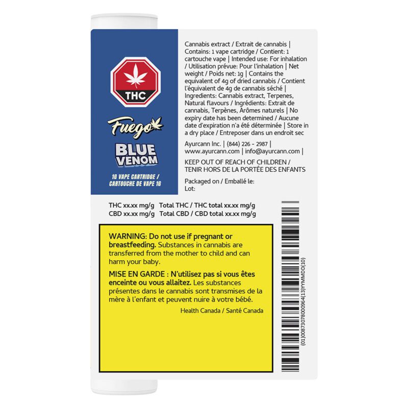 Fuego Blue Venom 1g 510 Cart Montrose Cannabis