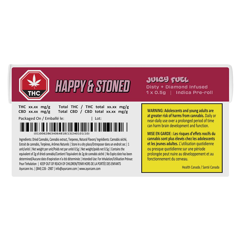 Juicy Fuel Disty+Diamonds Infused Pre-Roll - Single <br>Indica <br>41.0% - Image 3