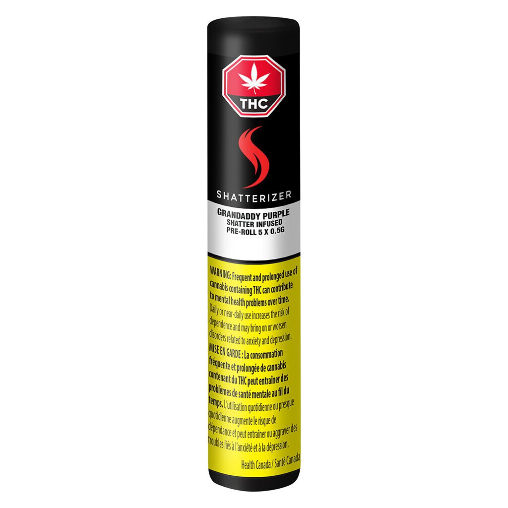 Granddaddy Purple Shatter Infused Pre-Roll 5 Pack <br>Indica <br>40% - Image 2