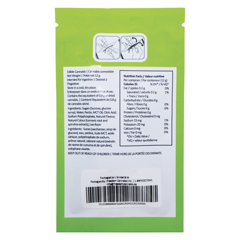 Solventless Live Rosin Sour Lime Soft Chews 2 Pack <br>Hybrid <br>10mg - Image 3