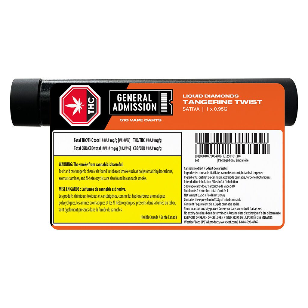 Tangerine Twist Sativa Liquid Diamond 510 0.95g <br>Sativa <br>95% - Image 3