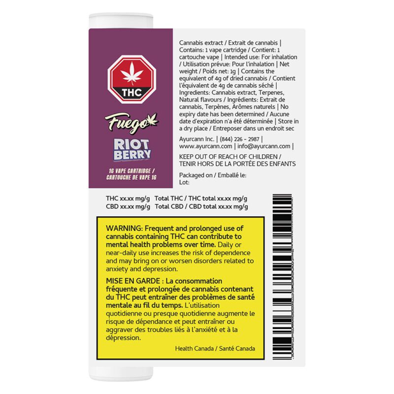 Riot Berry 510 1g <br>Indica <br>92.6% - Image 3