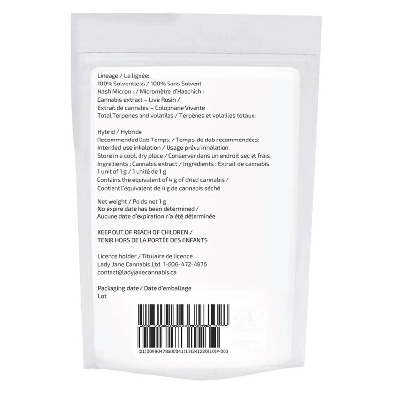 Live Rosin Seasonal Gas Pack (Purple Poison OG) 1g <br>Hybrid <br>72.9% | 14.62% Terps - Image 3