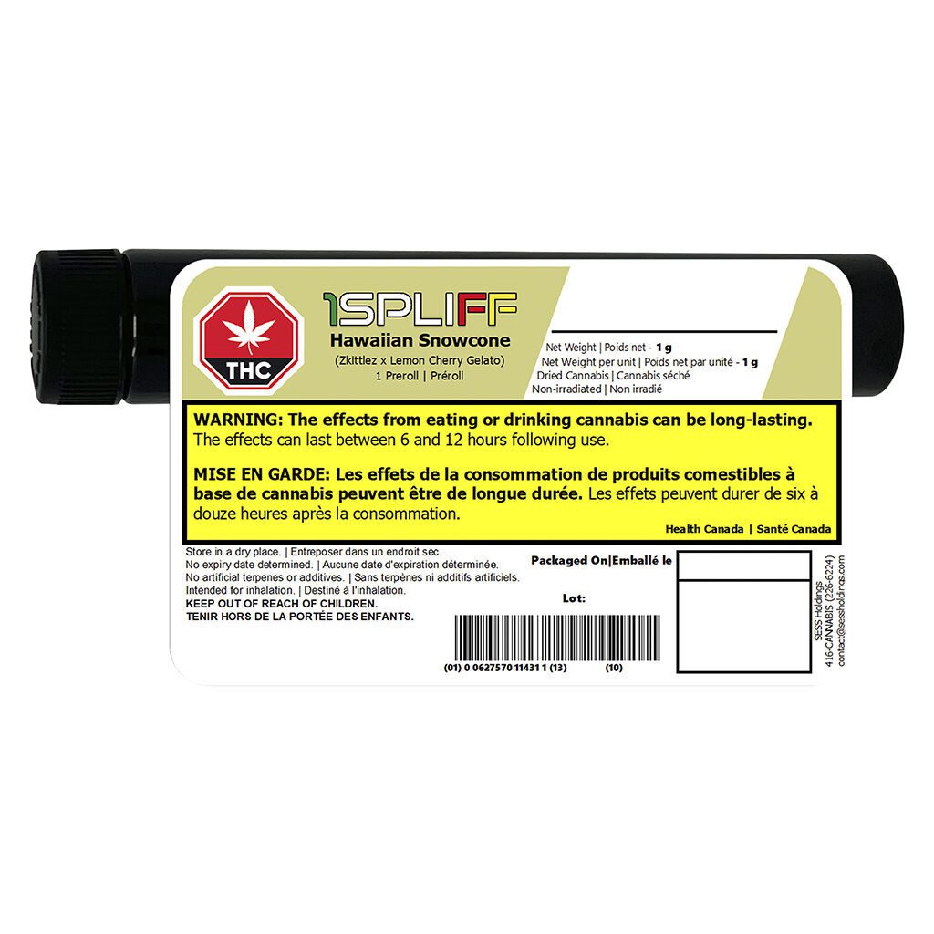 Hawaiian Snowcone Premium Glass Tip Pre-Roll Single <br>Hybrid <br>28% | 2.91% Terps - Image 3