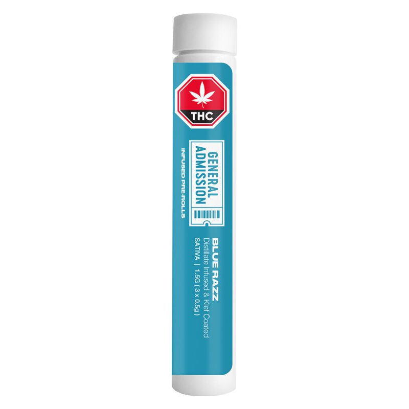 Blue Razz Distillate Infused Pre-Rolls 3 Pack by General Admission