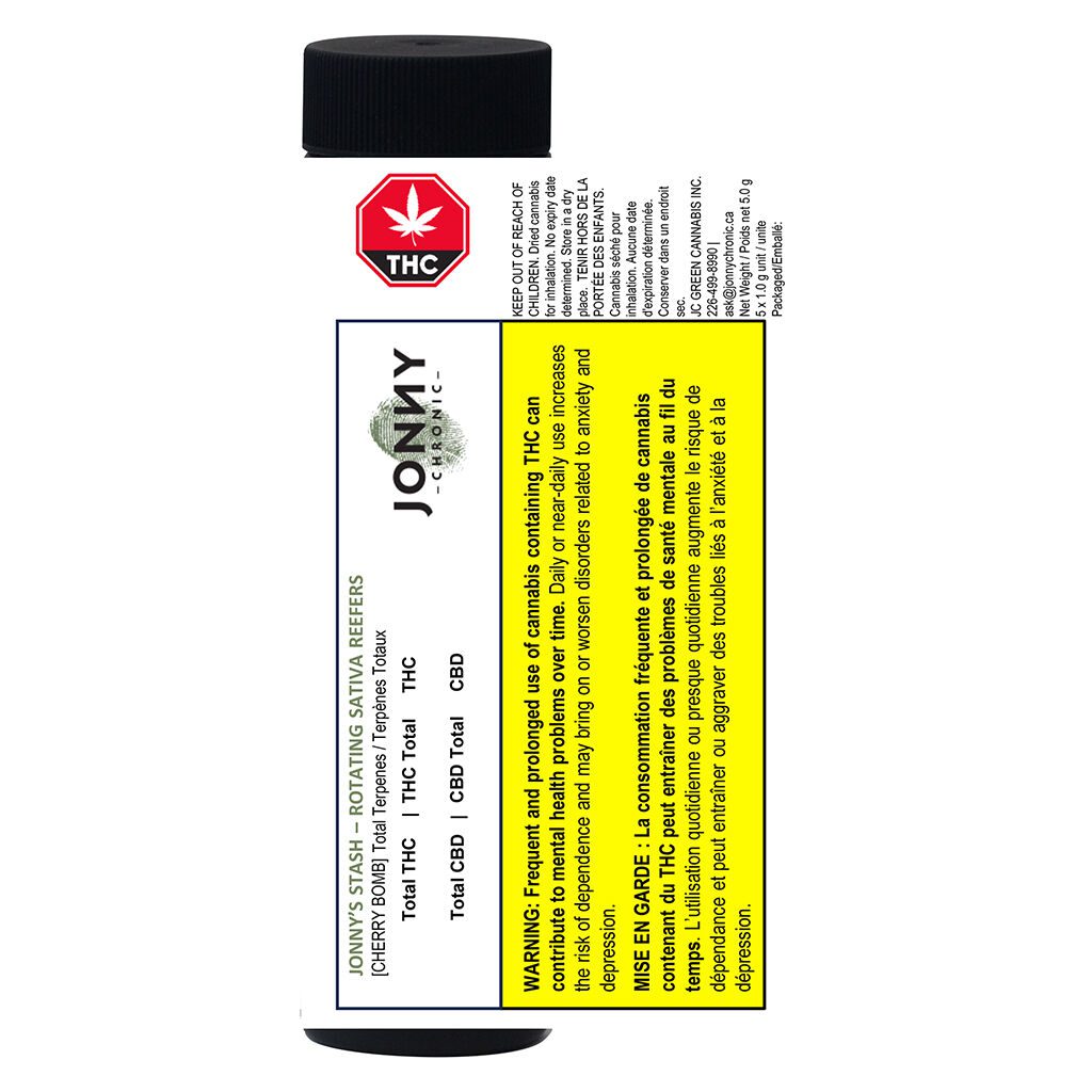 Jonny's Stash - Rotating Sativa Reefers (Tropicanna) 5 Pack <br>26.9% | 2.08% Terps - Image 3
