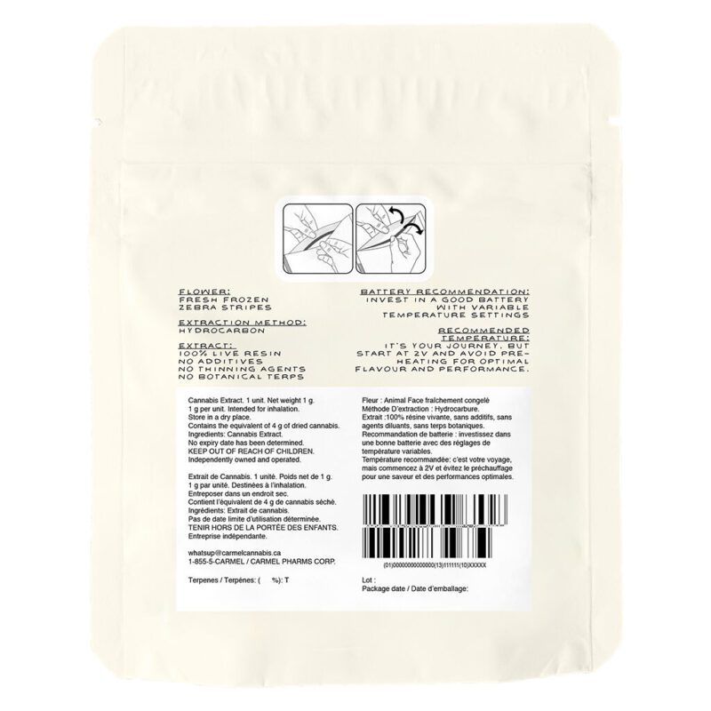 Zebra Stripes Pure Live Resin 510 1g <br>Indica <br>81.0% | 11.25% Terps - Image 3