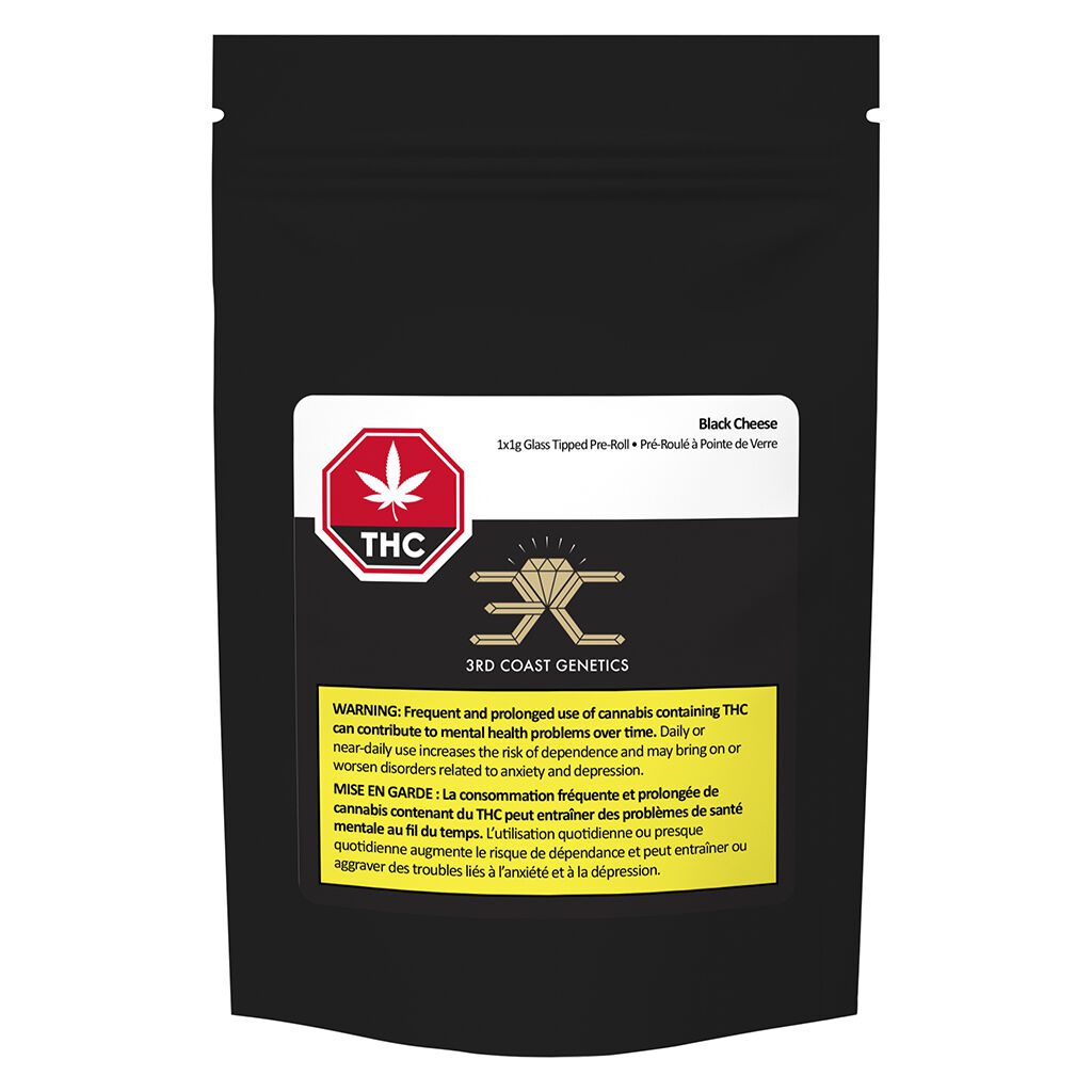 Black Cheese Glass Tip Pre-Roll Single <br>Sativa <br>30.6% - Image 2