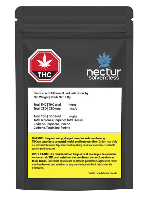 Slurricane Cold Cured Live Hash Rosin 1g by Nectur Solventless