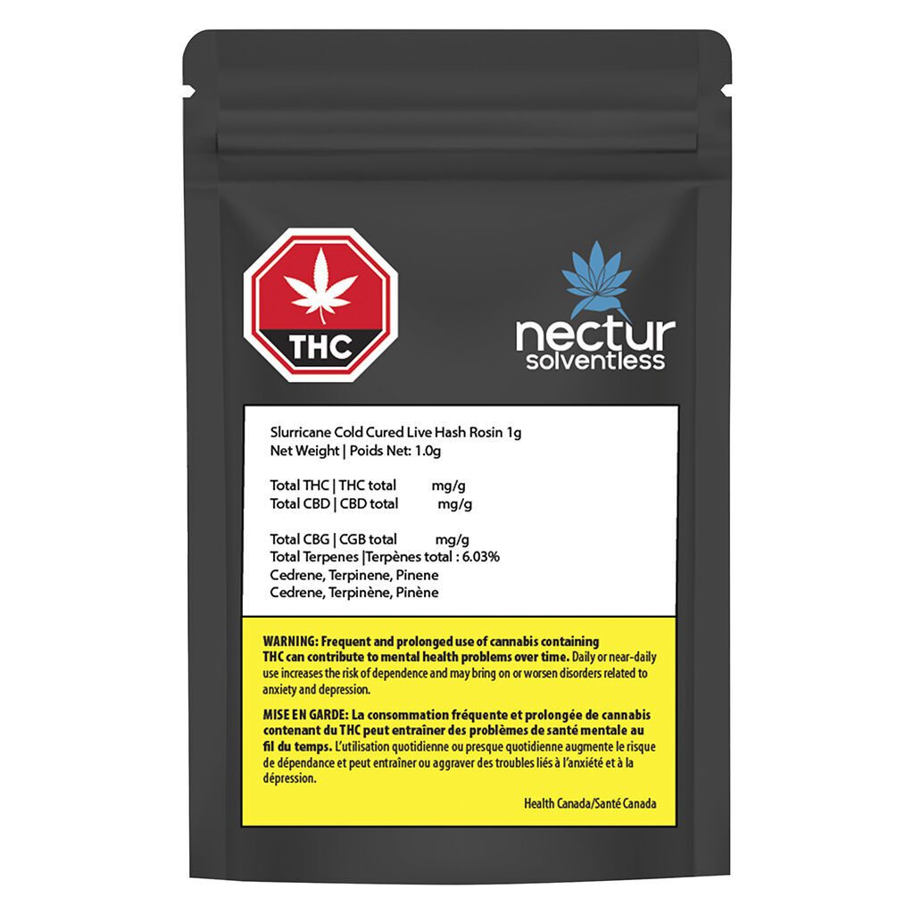 Slurricane Cold Cured Live Hash Rosin 1g by Nectur Solventless