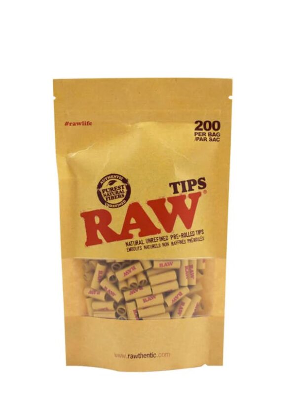 Raw Pre-Rolled Unbleached Tips <br>200 Pack