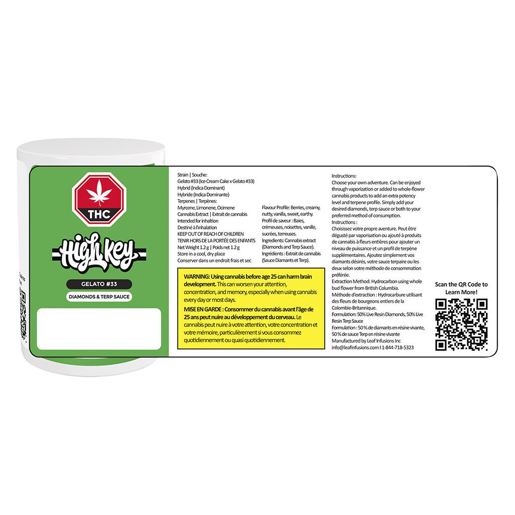 Gelato #33 Diamonds & Terp Sauce 1.2g <br>Indica <br>82.90% - Image 3