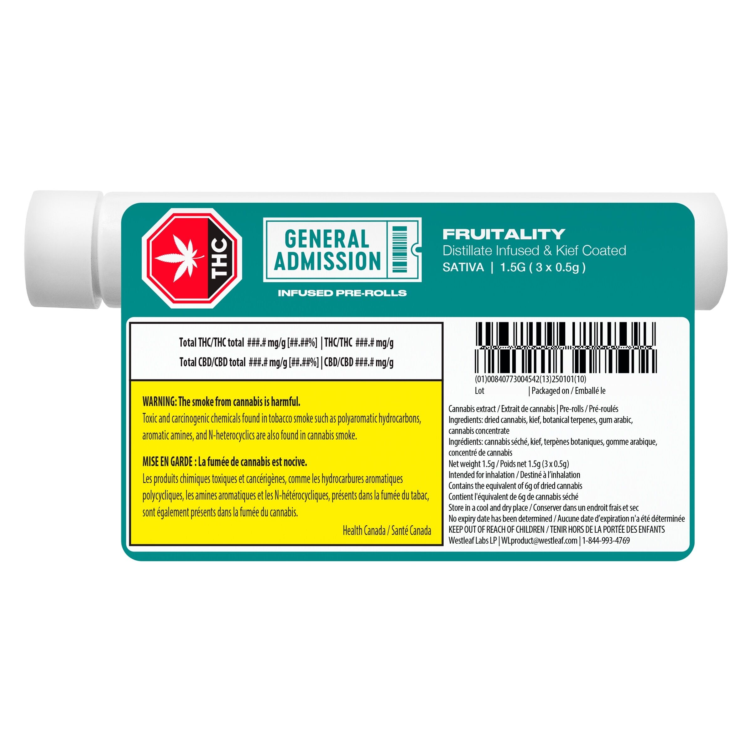 Fruitality Distillate Infused Pre-Rolls 3 Pack <br>Sativa <br>38.0% - Image 3