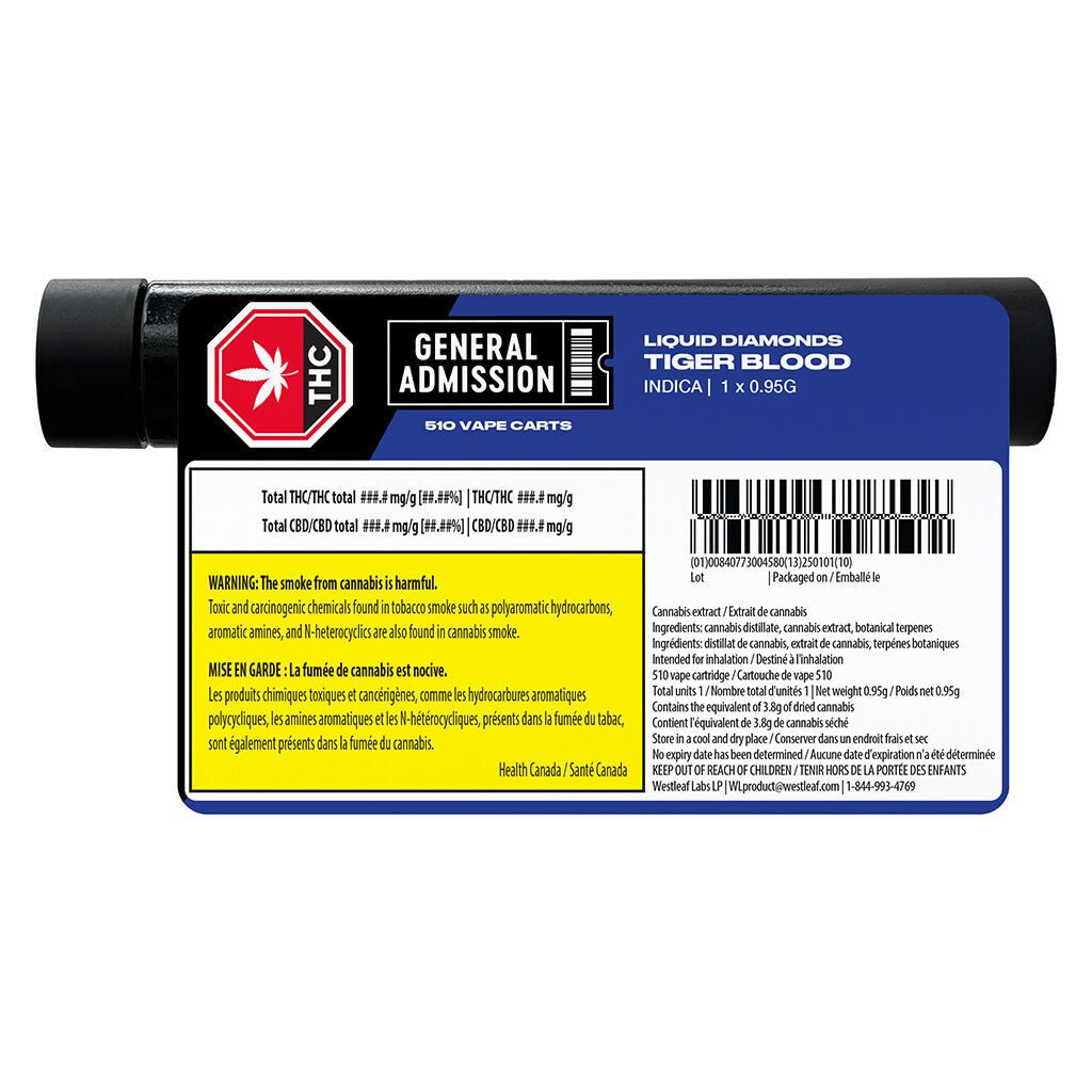 Tiger Blood Liquid Diamond 510 0.95g <br>Indica <br>95.2% - Image 2